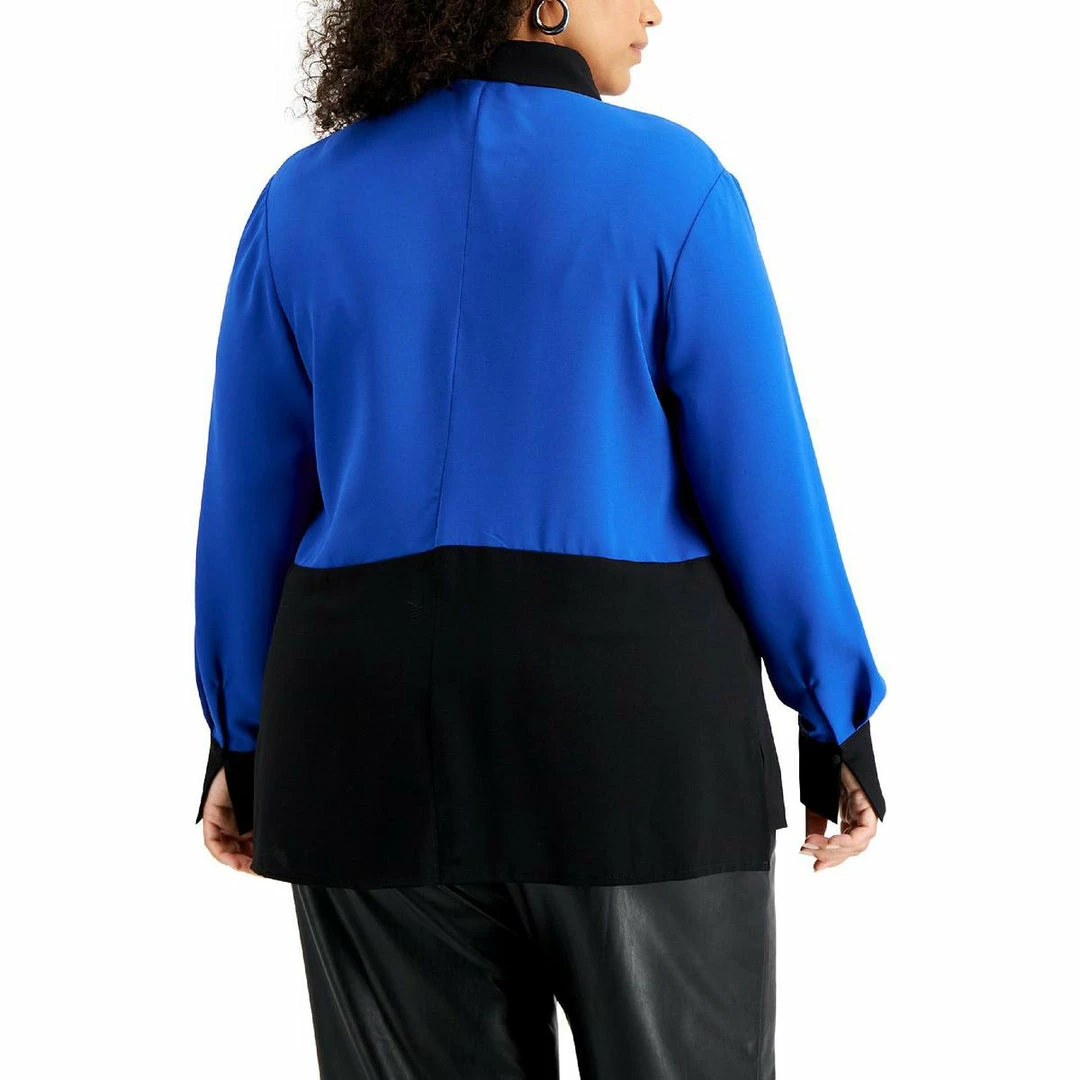 Bar III Plus Womens Colorblocked Professional Button-Down Top 4 Bar III Plus Womens Colorblocked Professional Button-Down Top - Image 2