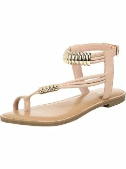 Bar III Vella Womens Faux Leather Snake Print Flat Sandals