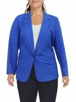 Bar III Plus Womens Collar Business One-Button Blazer