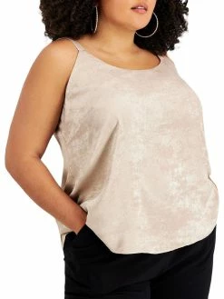 Bar III Plus Womens Foil Cami Shell