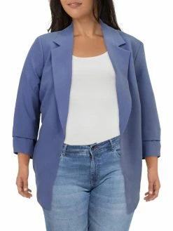 Bar III Plus Womens Notch Collar 3/4 Sleeve Open-Front Blazer