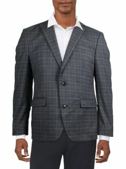 Bar III Mens Plaid Slim Fit Two-Button Blazer