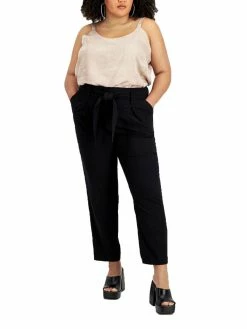 Bar III Plus Womens Paperbag Waist Business Dress Pants