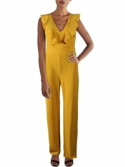 Bar III Womens Ruffled V-Neck Jumpsuit