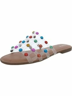 Bar III Pecanna Womens Faux Leather Caged Slide Sandals