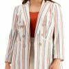 Bar III Plus Womens Striped Trendy Double-Breasted Blazer