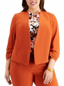 Bar III Plus Womens Textured Open Front Jacket