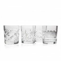 Godinger 4679 Four Assorted Clear Cased Double Old Fashioned Galss
