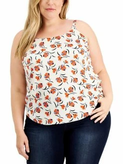 Bar III Plus Womens Floral Print Scoop Neck Tank Top