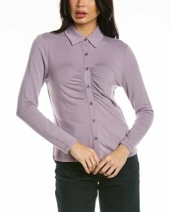 women Design History Ruched Button Down Shirt