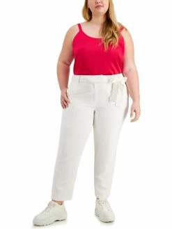 Bar III Plus Womens Side Tie Slim Dress Pants