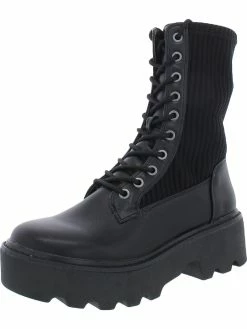 Bar III Tarnyin Womens Leather Lug sole Combat & Lace-up Boots