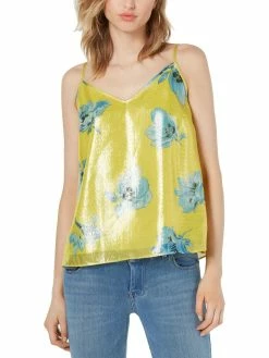 Bar III Womens Metallic Floral Tank Top