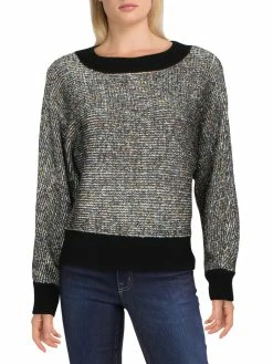 Bar III Womens Metallic Knit Pullover Sweater