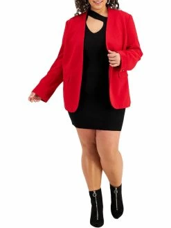 Bar III Plus Womens Collarless Casual Open-Front Blazer