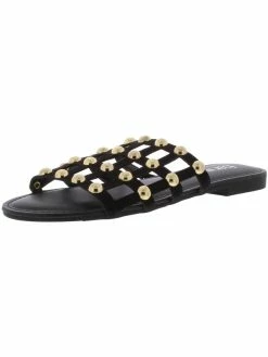 Bar III Pecanna Womens Faux Suede Embellished Slide Sandals
