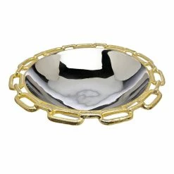 Godinger 82733 Gold Chain Border Round Bowl