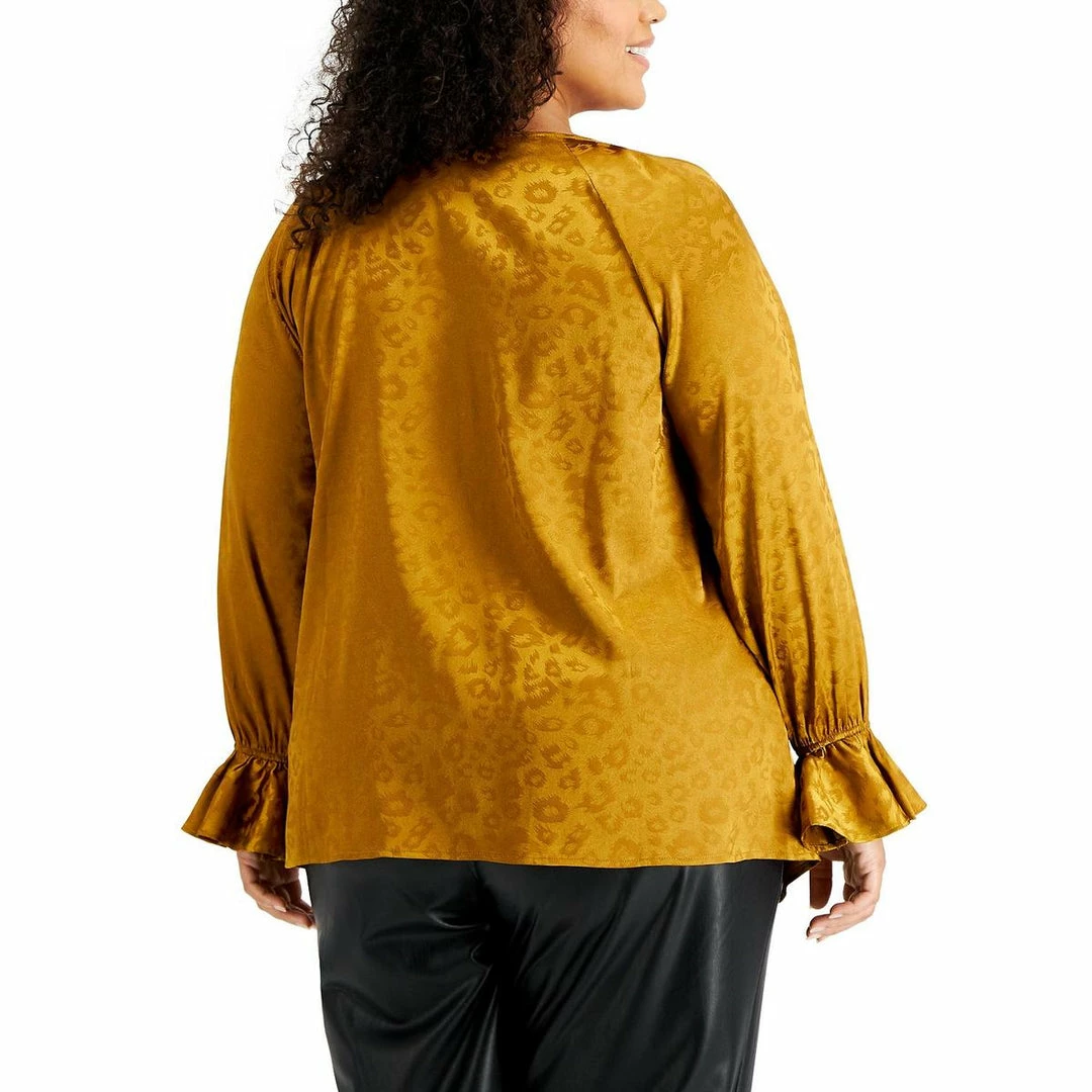 Bar III Plus Womens V-Neck Animal-Jacquard Blouse 4 Bar III Plus Womens V-Neck Animal-Jacquard Blouse - Image 2