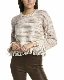 women Design History Fringe Sweater