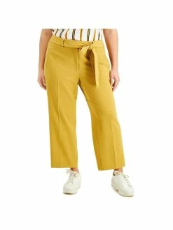 Bar III Plus Womens Belted Mid-Rise Pants