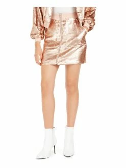 Bar III Womens Metallic Sequined Mini Skirt