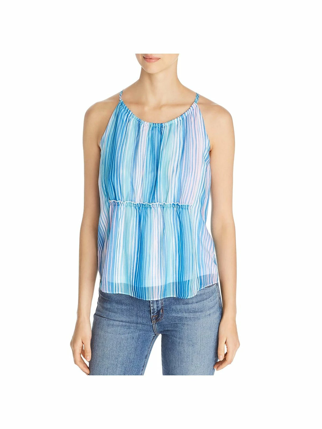 Design History Womens Striped Ruffled Tank Top 3 Design History Womens Striped Ruffled Tank Top