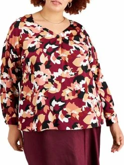 Bar III Womens V Neck Embellished Blouse